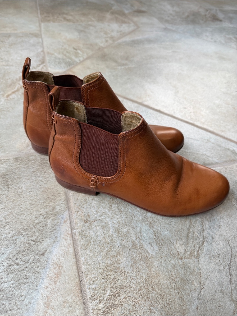 Frye Chestnut Brown Leather Chelsea Ankle Boots